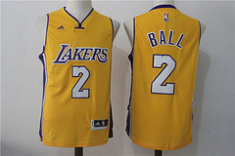 Men Los Angeles Lakers 2 Ball Yellow NBA Jerseys